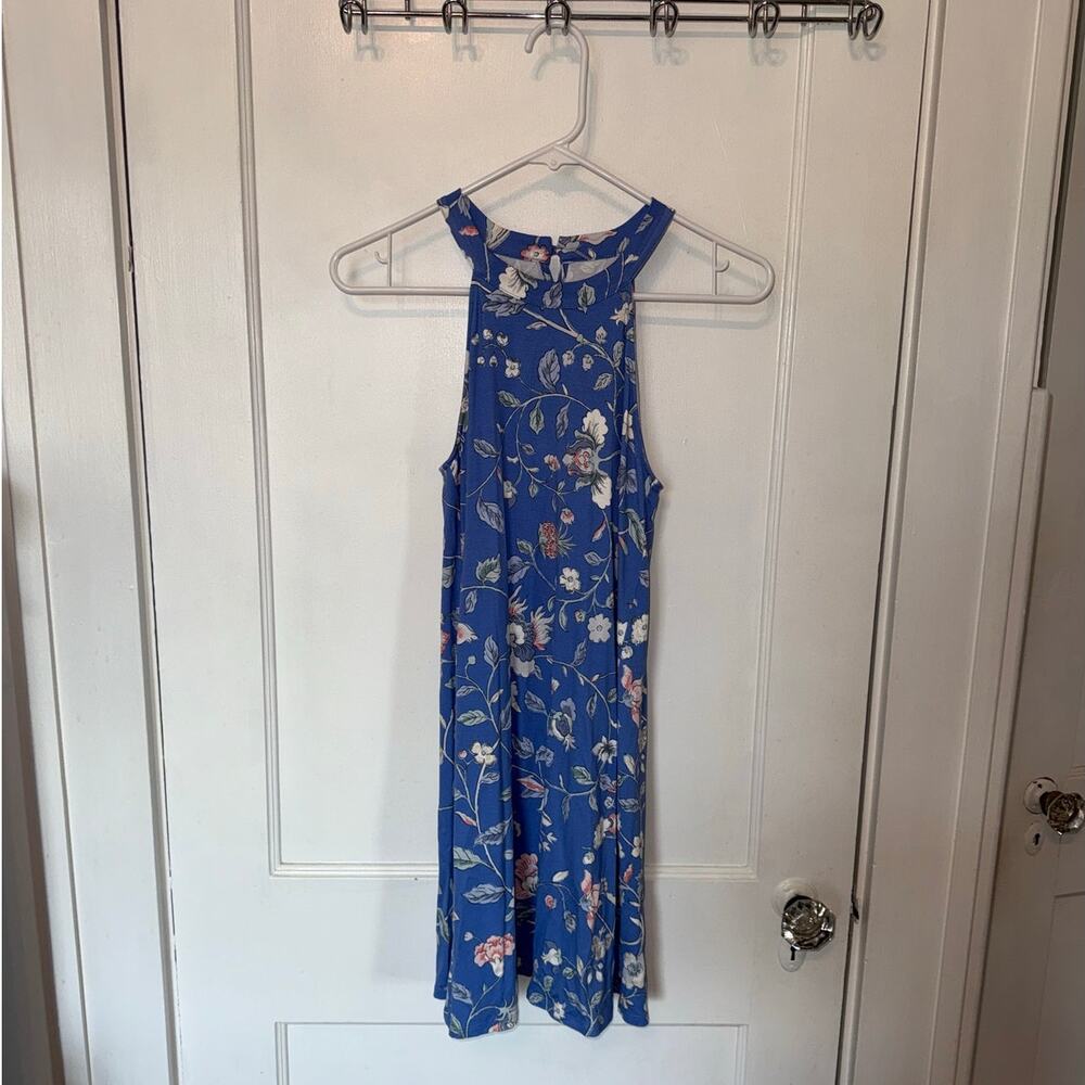 LOFT Floral Print High Neck Sleeveless Swing Dress size XSP